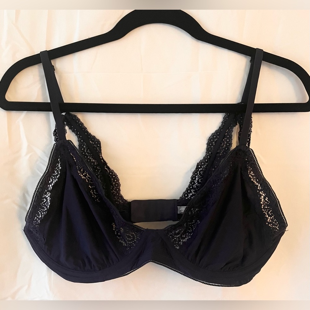 Aerie Navy Lace Trimmed Bralette Size 36D